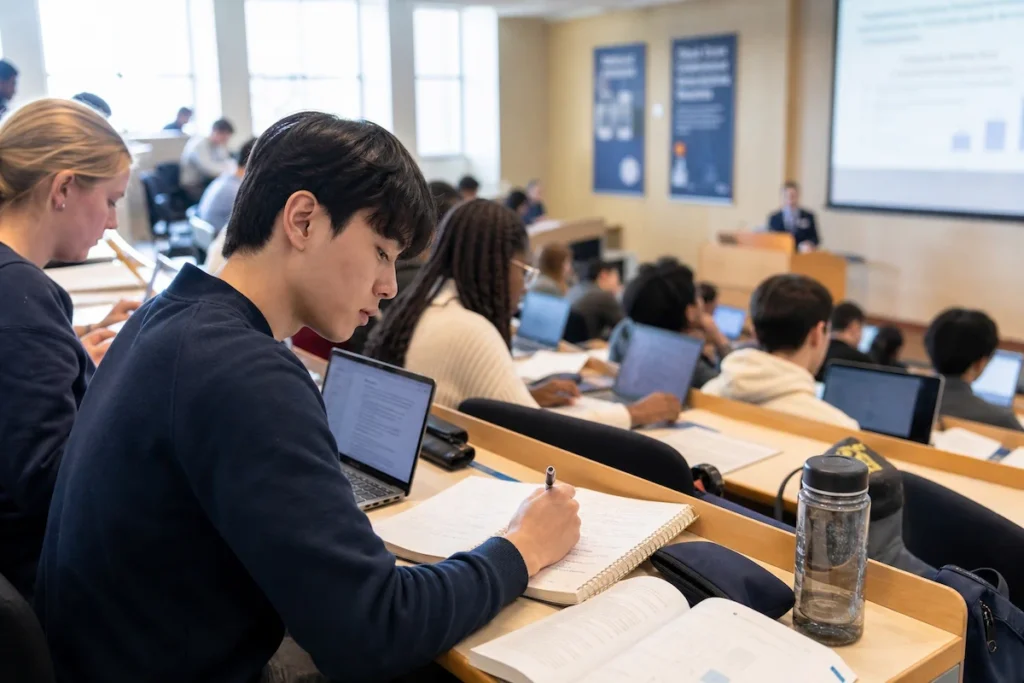 해외대학 강의를 듣는 미래에셋박현주재단 장학생 
