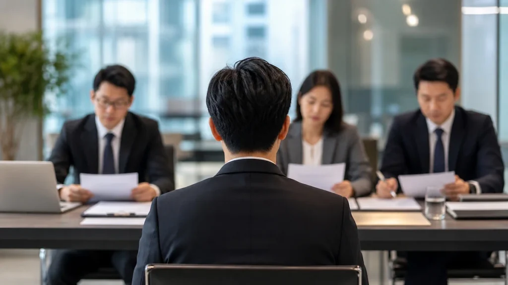 면접을 보고 있는 대학생