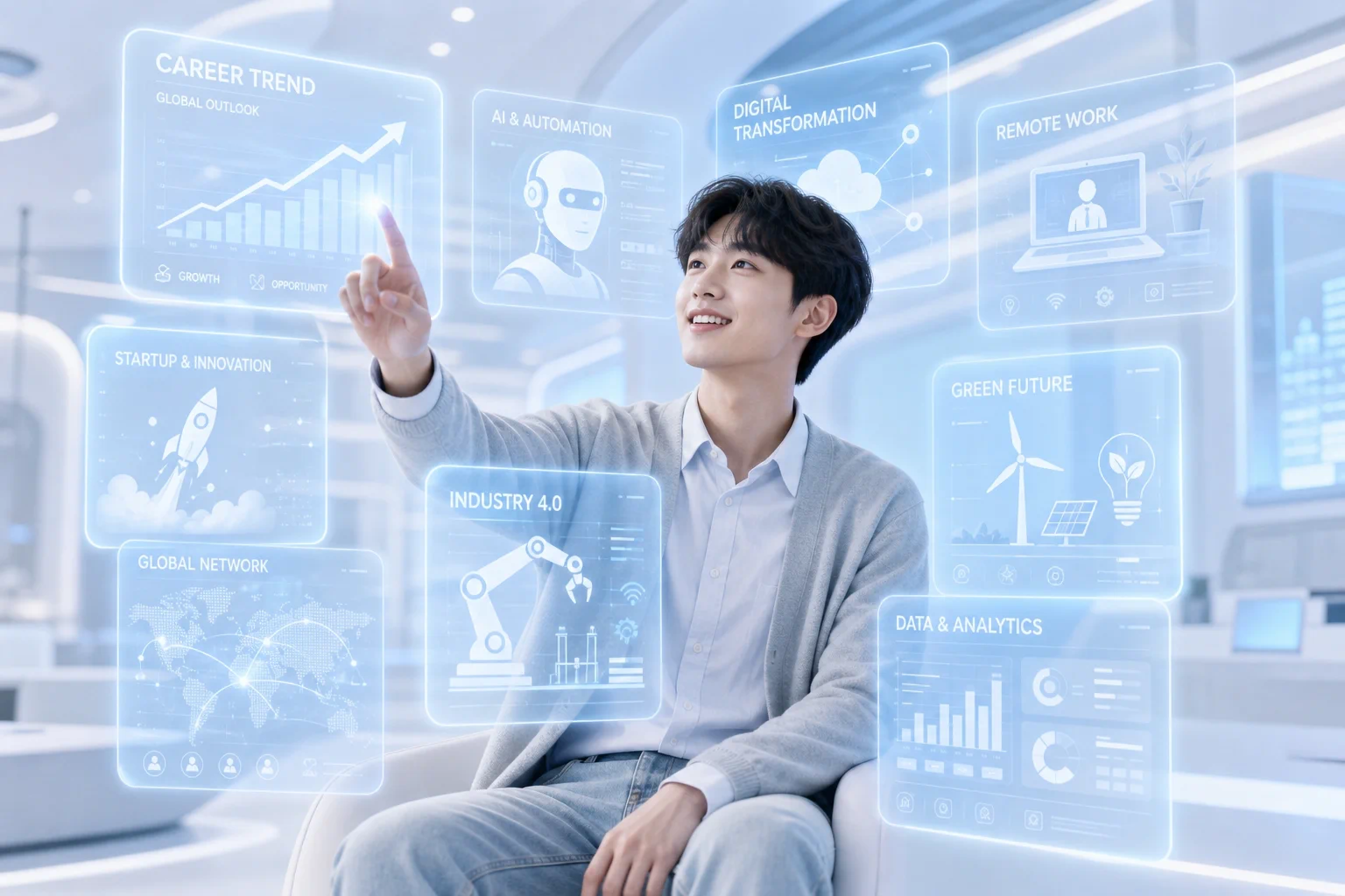 채용 트렌드를 검색하고 있는 대학생