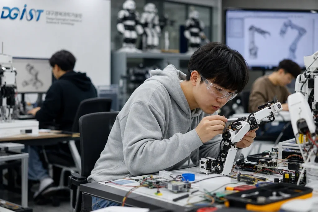 로봇 연구실에서 집중 연구하는 DGIST 학생