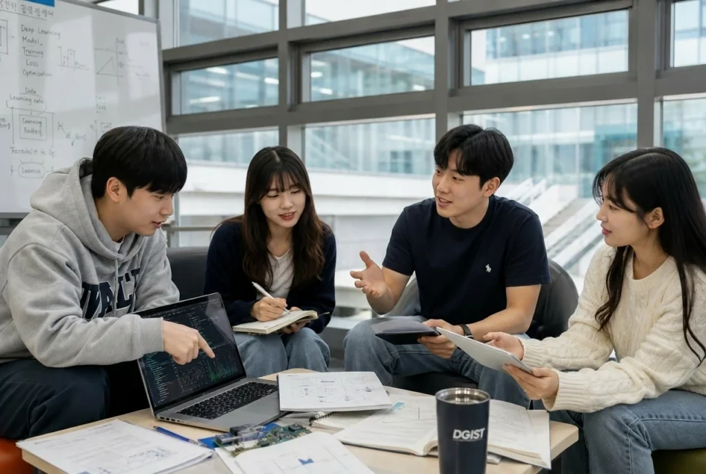 DGIST 학생들이 팀 프로젝트 를 준비하는 모습
