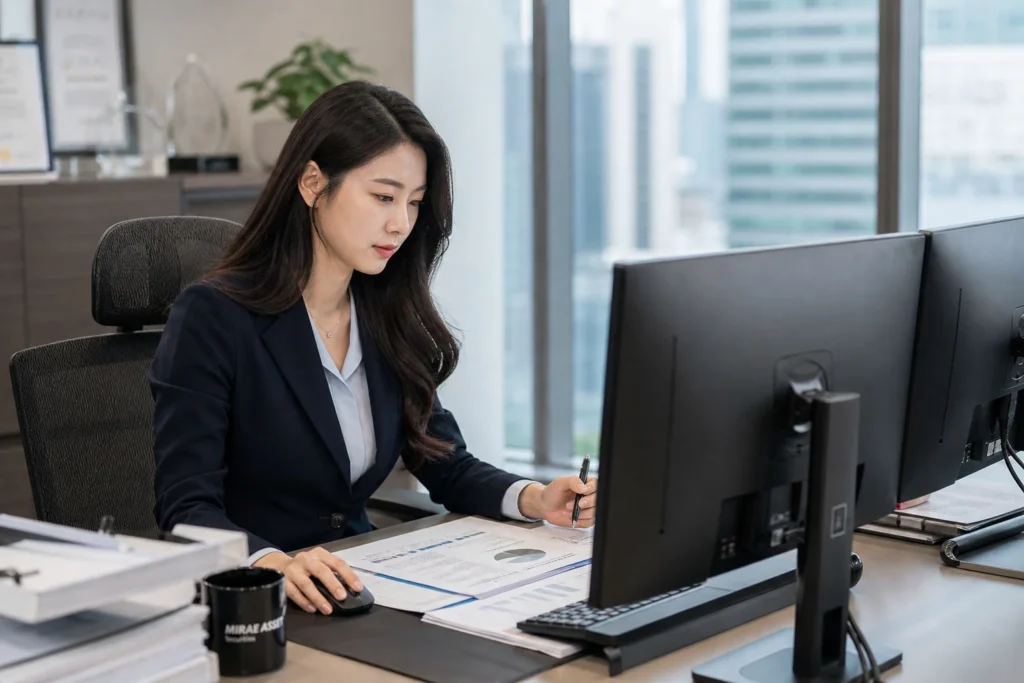 금융회사에서 근무하고 있는 경영학과 출신 여성