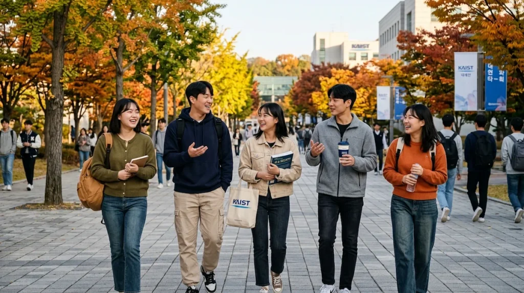 대전 지역장학재단 장학생들이 함께 캠퍼스를 걷는 모습