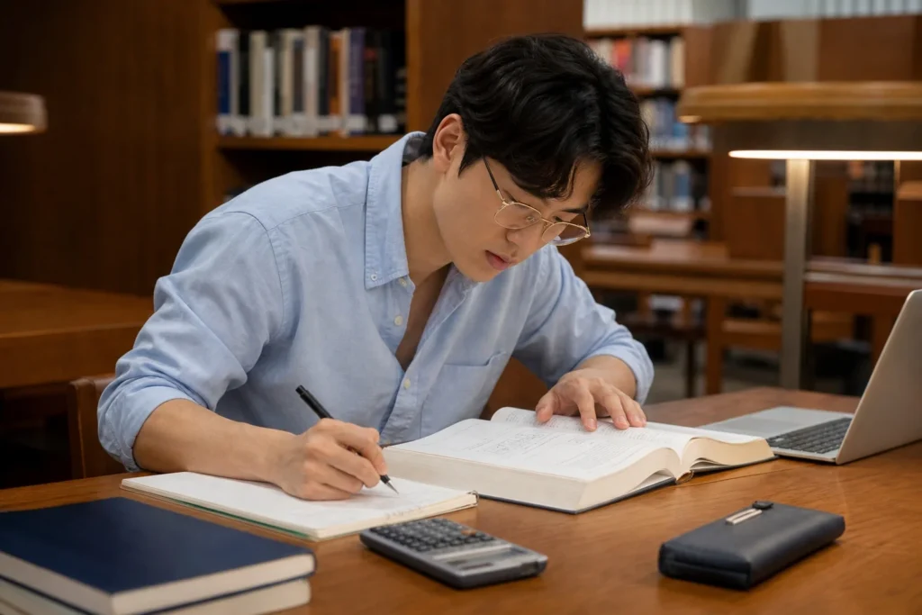 파생상품 모형 집중적으로 공부하는 경제학과 학생