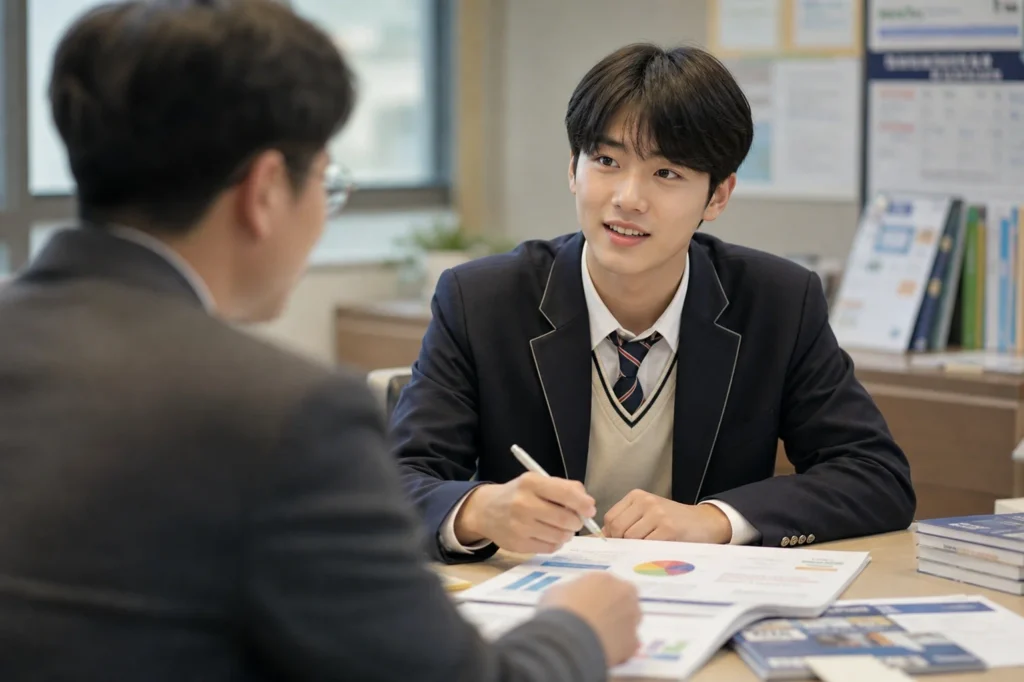 진로 상담교사와 함께 자신의 적성과 흥미를 발견하는 고등학생 전문가의 지도로 명확해지는 진로 방향.