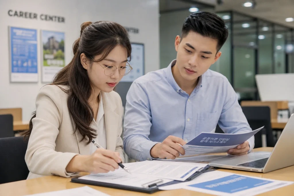 정부 인턴십 준비 (Government Internship Preparation) 하는 행정학과 학생들