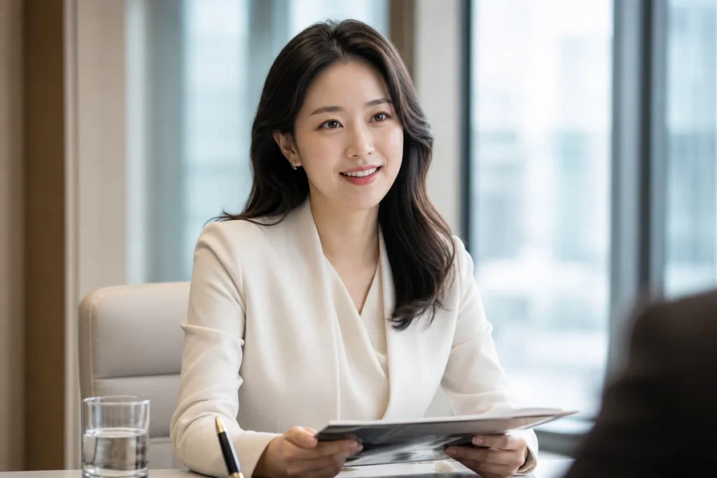 금융 상품을 설명하는 은행 WM 전문가