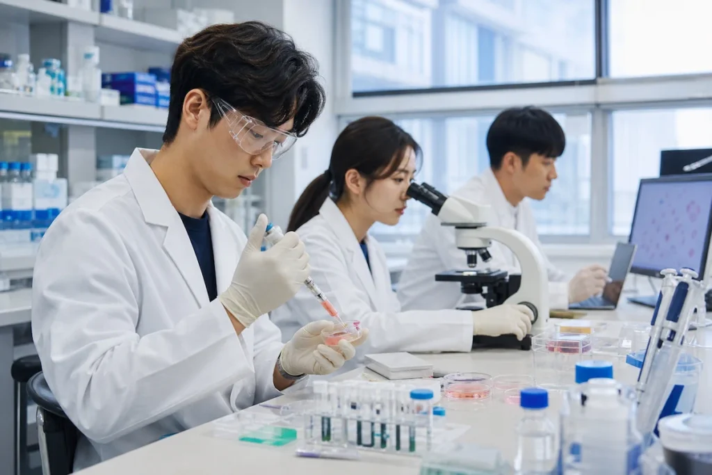 의료용 바이오잉크 소재를 다루는 바이오테크 스타트업 연구원들