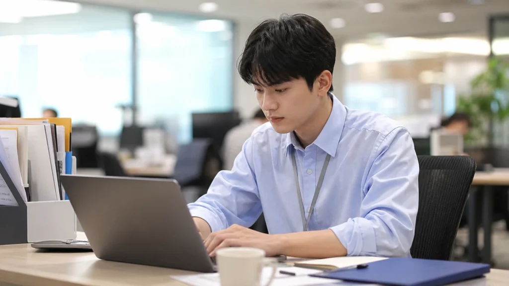 업무에 집중하는 인턴