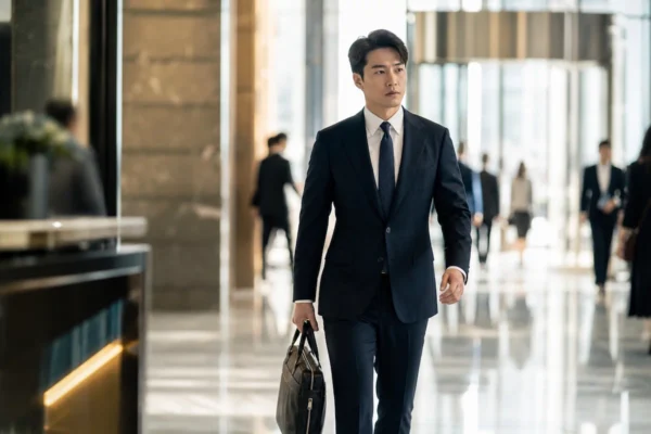 가방을 들고 출근하는 금융권 직원