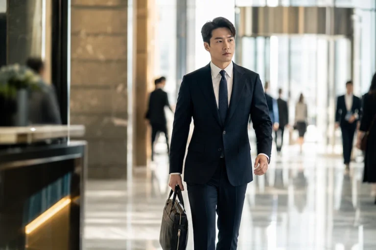 가방을 들고 출근하는 금융권 직원