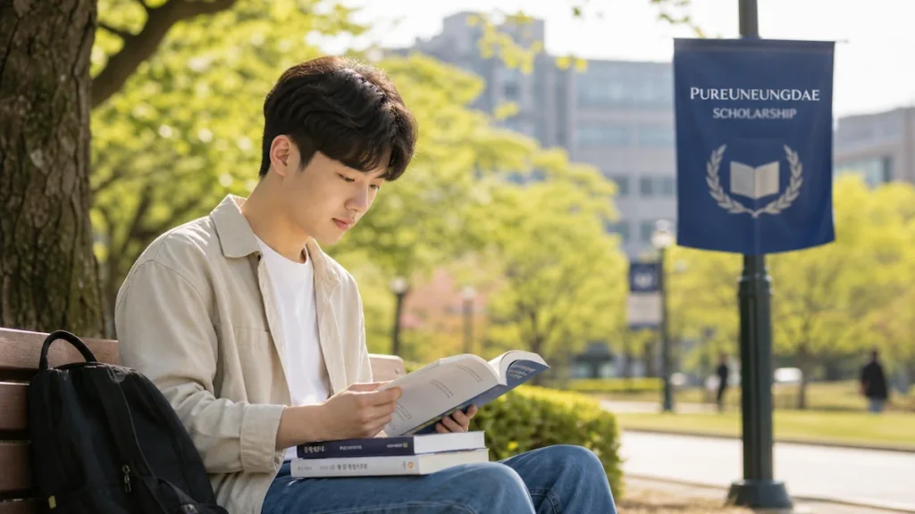 캠퍼스에서 공부하는 푸른등댁 기부장학생
