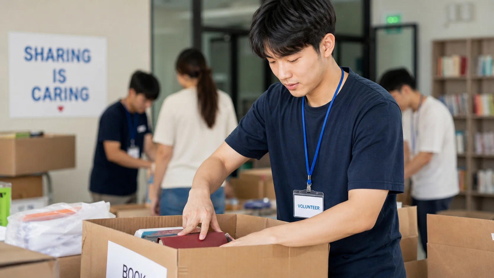 자기소개서에 쓰기 좋은 경험인 자원봉사활동을 하고 있는 학생