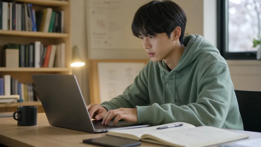 장학재단 리스트를 만들고 있는 학생