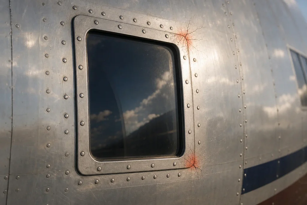 De Havilland Comet 네모난 창문 모서리의 응력 집중으로 인한 피로 균열 발생