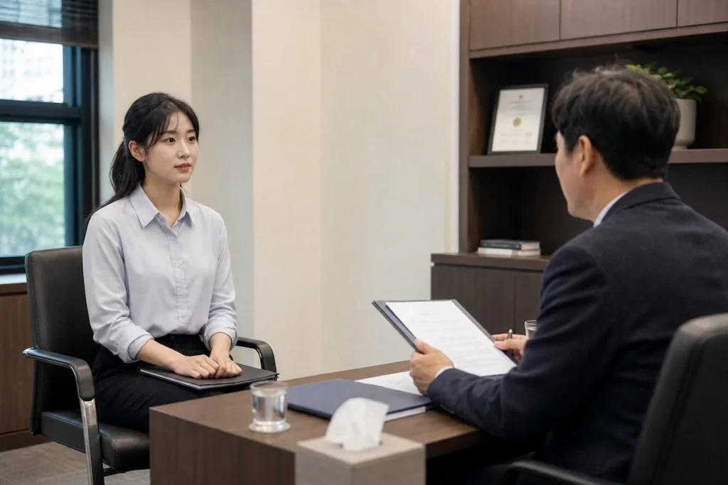 장학금 면접을 받는 대학생
