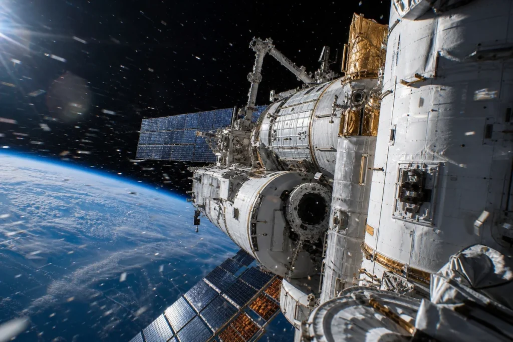 국제우주정거장(ISS) 주변을 초고속으로 지나가는 미세 우주 파편들