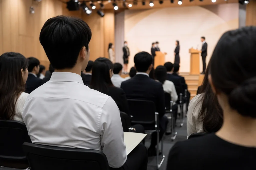 장학증서 수여식에 참석한 학생