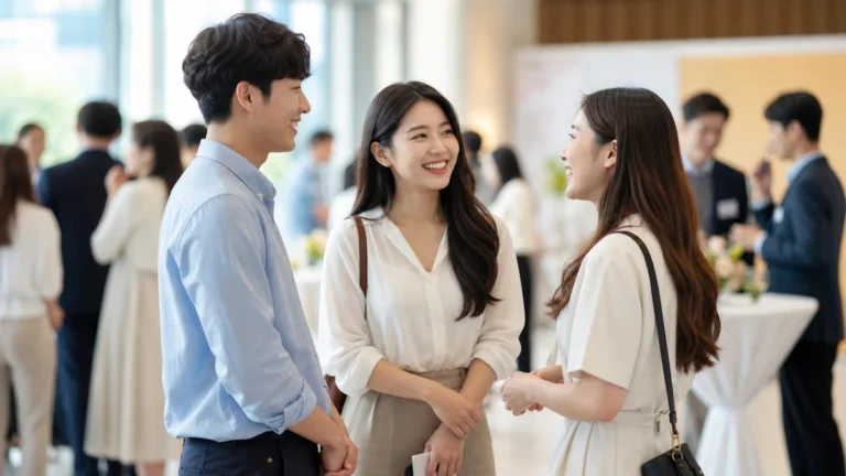 장학재단 행사에 참여해 서로 인사하는 장학생들
