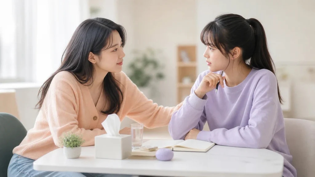 정서 지원 멘토링을 하는 학생