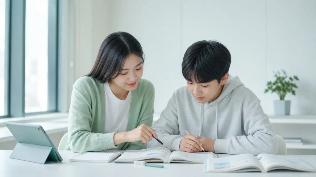 학습 지도 멘토링 활동을 하는 장학생