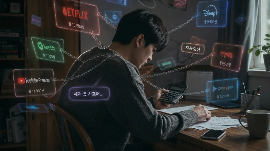 너무 많은 구독료에 고민하는 학생