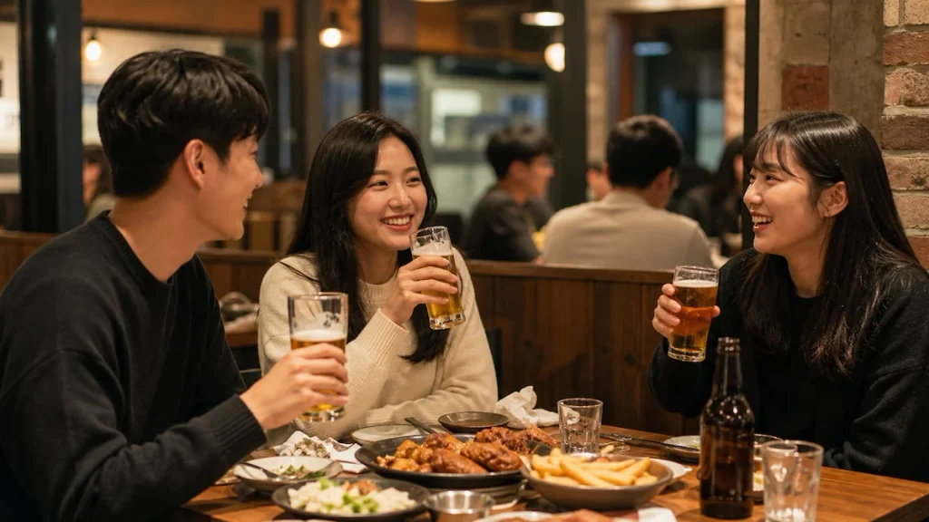 재단이 지원하는 소규모 팀 모임을 하는 장학생들