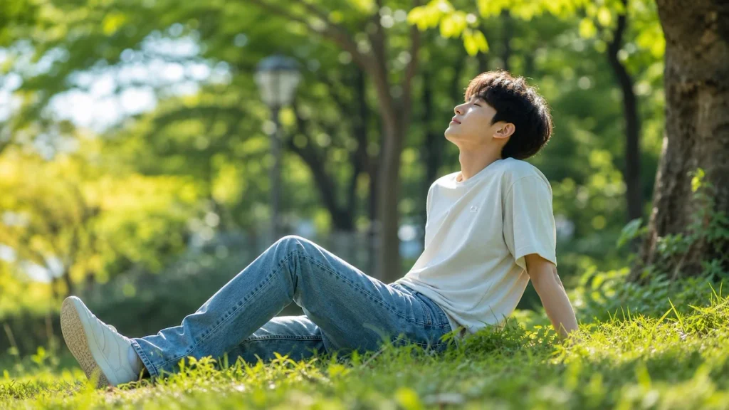 자연속에서 편안한 휴식을 취하는 장학생