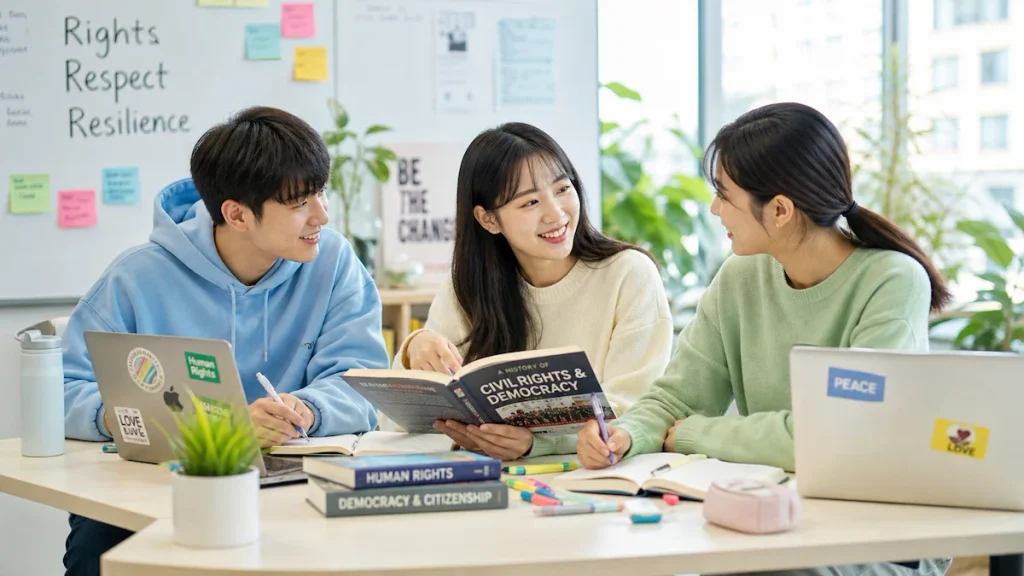 인권·민주주의 학습 모임을 하는 학생들